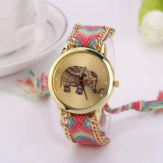 Montre tissée Éléphant Sacré - 5 modèles disponibles Rose Montre