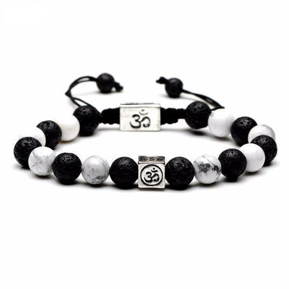 Natural Stone Yin Yang Box Om Charm Bracelet