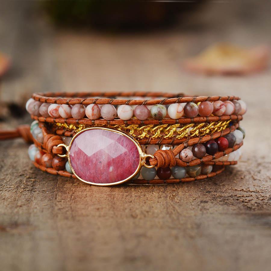 beYOUtiful Rhodonite Wrap Bracelet