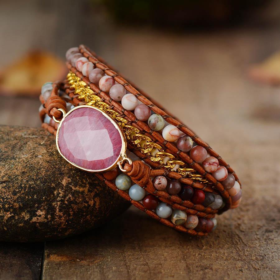 beYOUtiful Rhodonite Wrap Bracelet