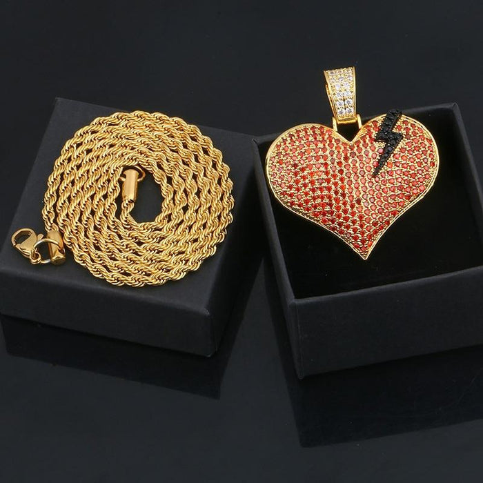 Men's Hip Hop Heart Pendant Necklace