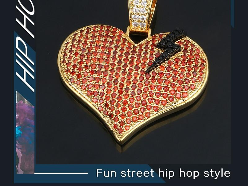 Men's Hip Hop Heart Pendant Necklace