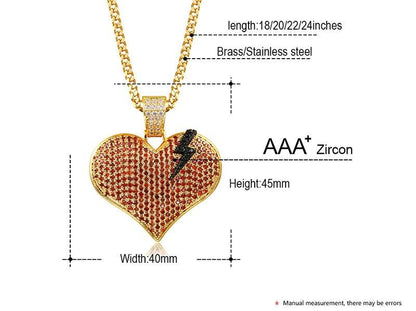 Men's Hip Hop Heart Pendant Necklace