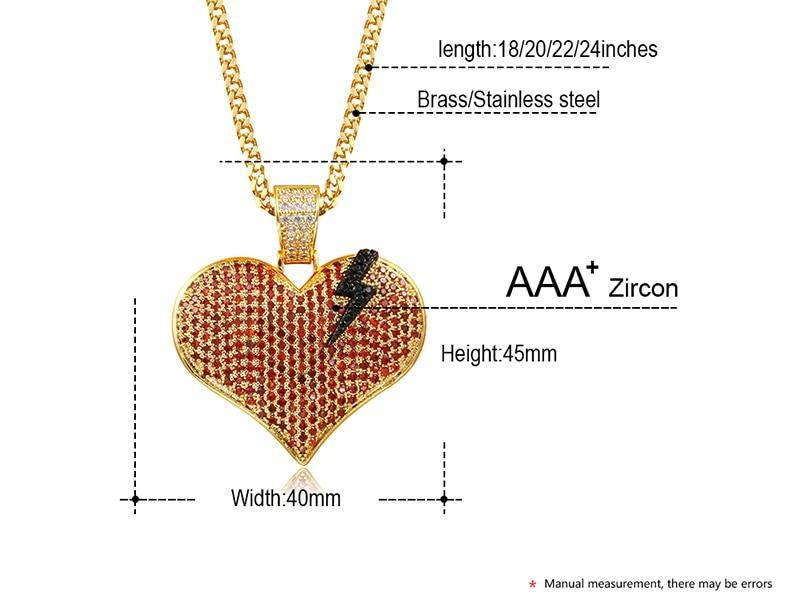 Men's Hip Hop Heart Pendant Necklace