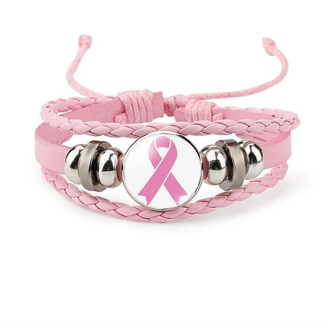 Love,faith,believe and Breast Cancer Awareness Bracelet
