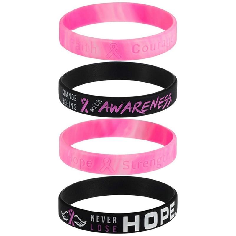 Breast cancer awareness ribbon wristband