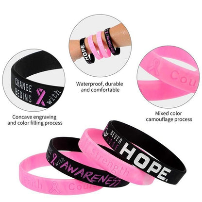 Breast cancer awareness ribbon wristband