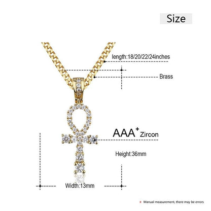 Crucifix Pendant Necklace- Hip Hop Iced Out Ankh Cross