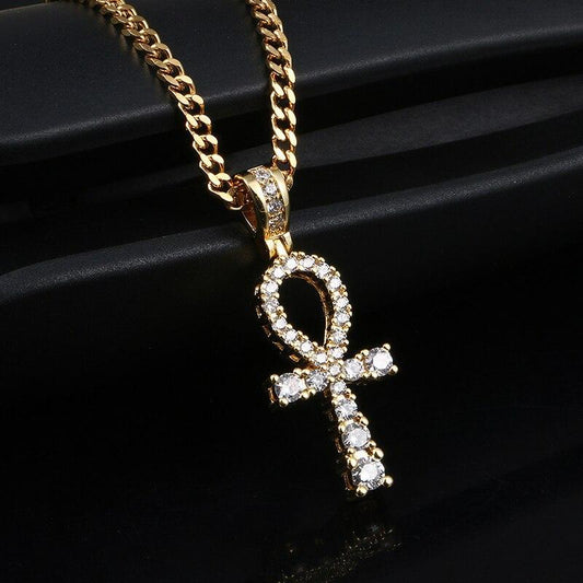 Crucifix Pendant Necklace- Hip Hop Iced Out Ankh Cross