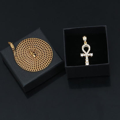 Crucifix Pendant Necklace- Hip Hop Iced Out Ankh Cross