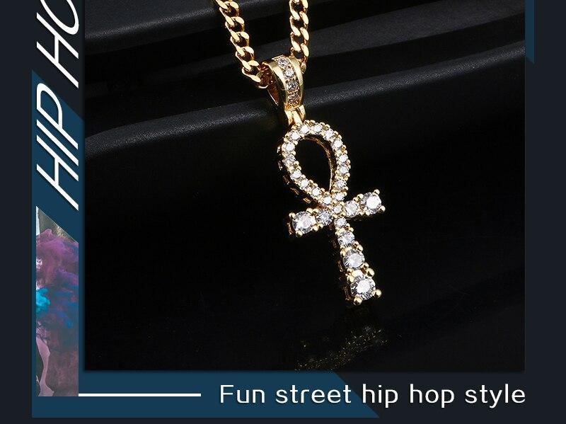 Crucifix Pendant Necklace- Hip Hop Iced Out Ankh Cross