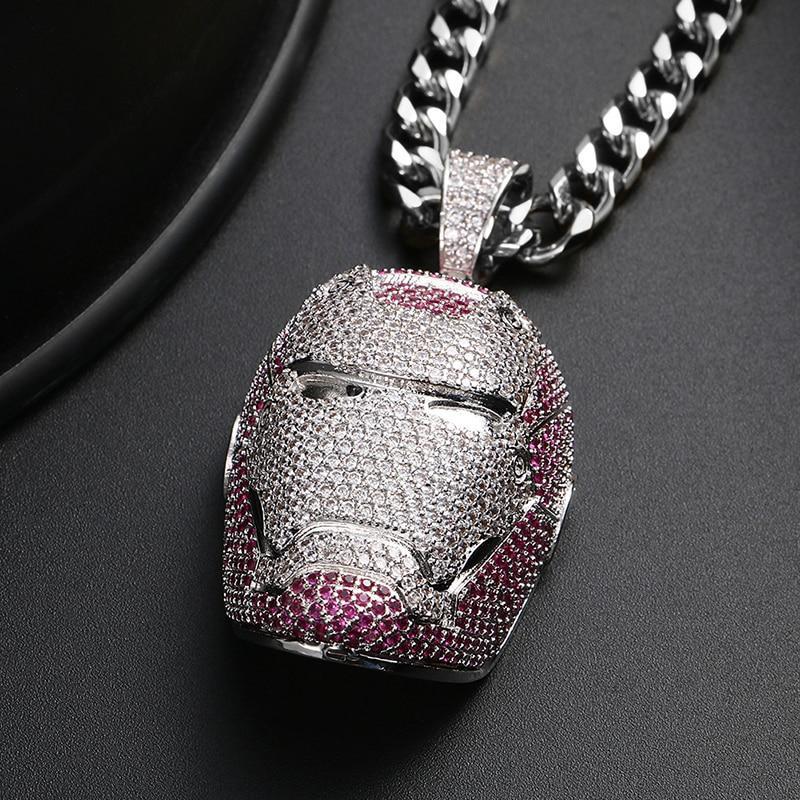 Iron Man Mask Pendant Necklace- Men's Hip Hop Jewelry