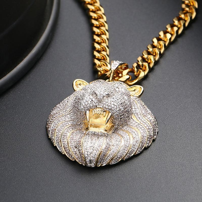 Lion Head Pendant Necklace- Men's Hip Hop Jewelry