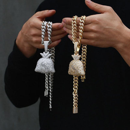 Hip Hop Big Money Bag Pendant Necklace