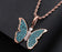 Blue Crystal Butterfly Pendant Necklace