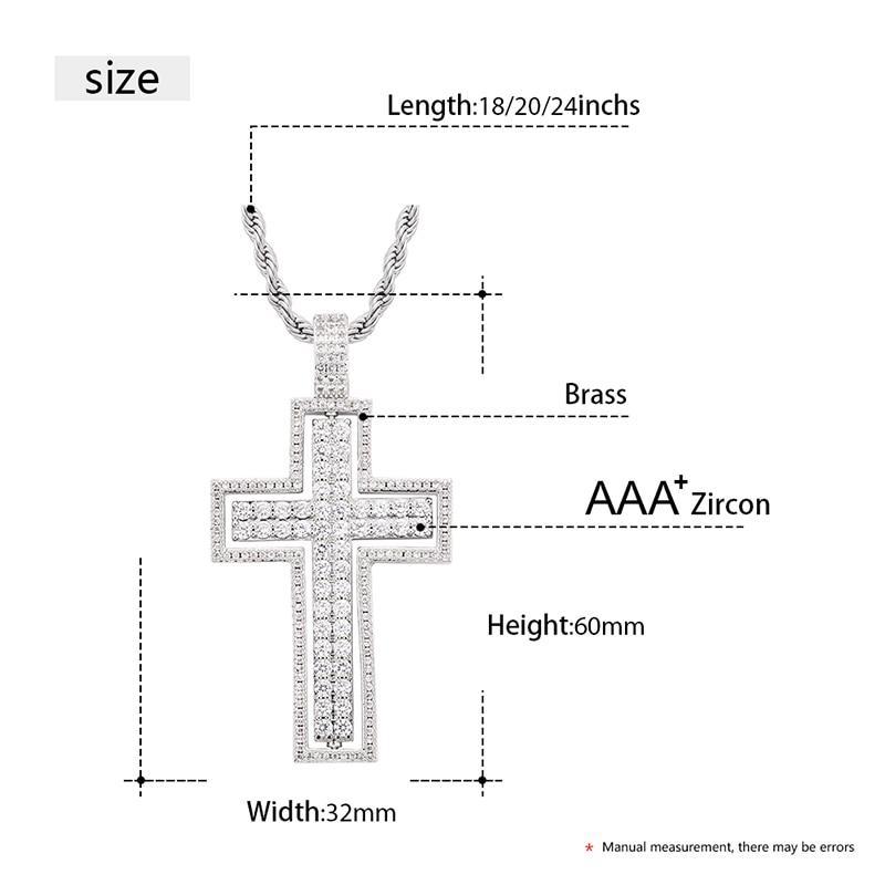 Hip Hop Cross Pendant Necklace- Double Side Rotatable Crucifix Pendant