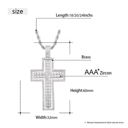 Hip Hop Cross Pendant Necklace- Double Side Rotatable Crucifix Pendant