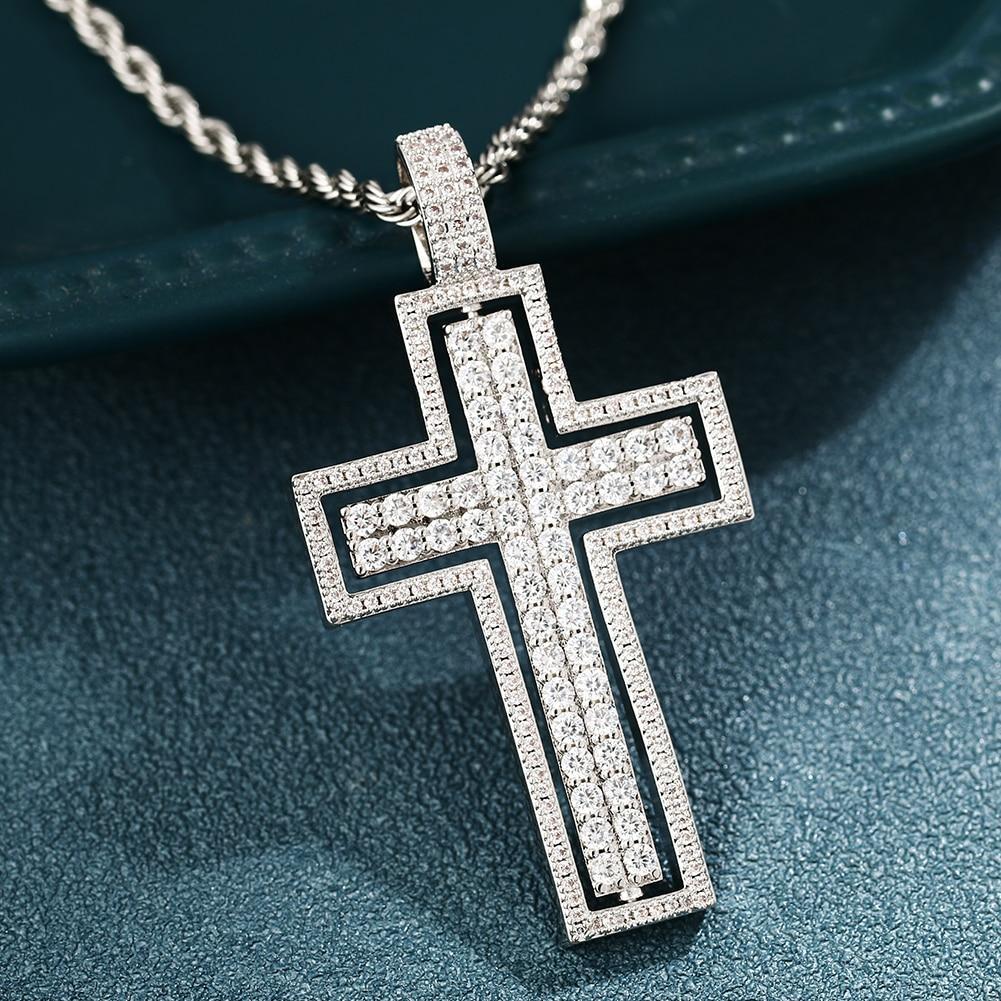 Hip Hop Cross Pendant Necklace- Double Side Rotatable Crucifix Pendant