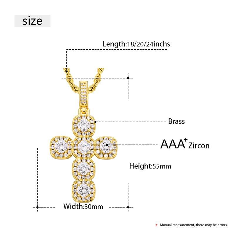 Cross Crystal Pendants Necklace- Men's Hip Hop Jewelry