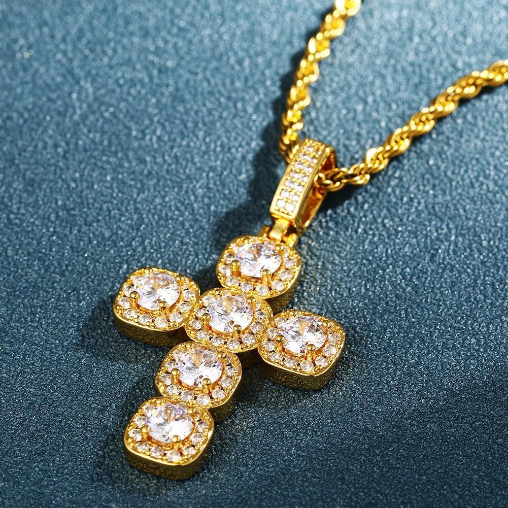 Cross Crystal Pendants Necklace- Men's Hip Hop Jewelry