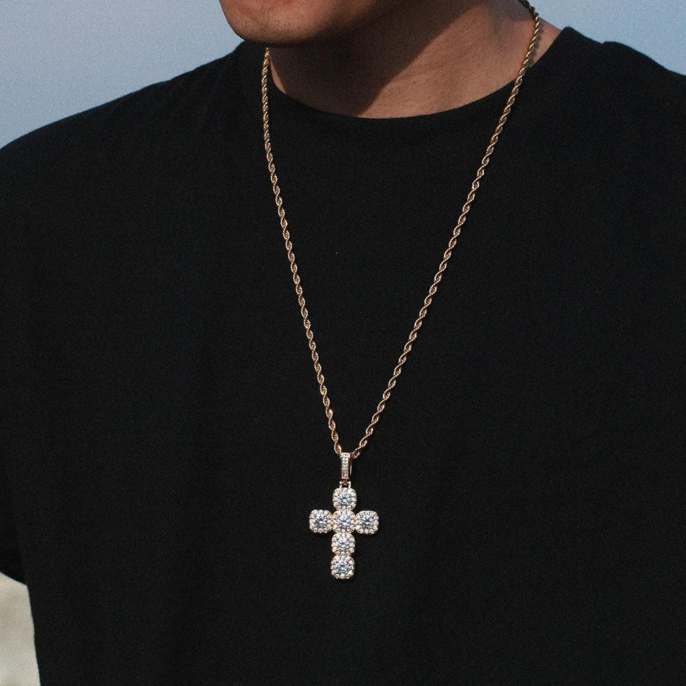 Cross Crystal Pendants Necklace- Men's Hip Hop Jewelry