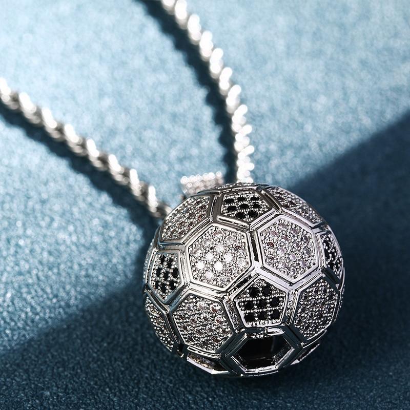 Hollow Football Shape Pendant Necklace- Men's Hip Hop Jewelry