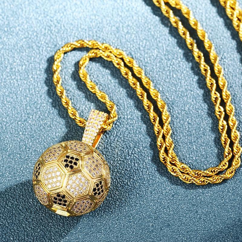 Hollow Football Shape Pendant Necklace- Men's Hip Hop Jewelry