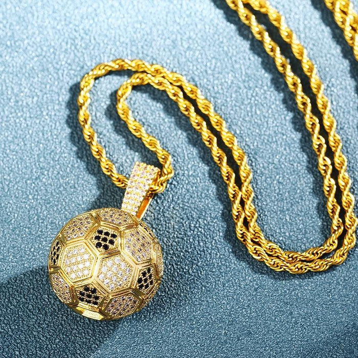 Hollow Football Shape Pendant Necklace- Men's Hip Hop Jewelry
