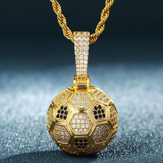 Hollow Football Shape Pendant Necklace- Men's Hip Hop Jewelry