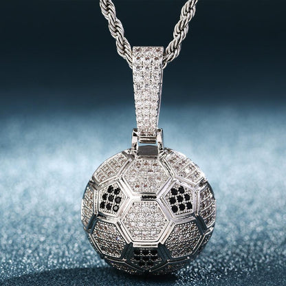 Hollow Football Shape Pendant Necklace- Men's Hip Hop Jewelry