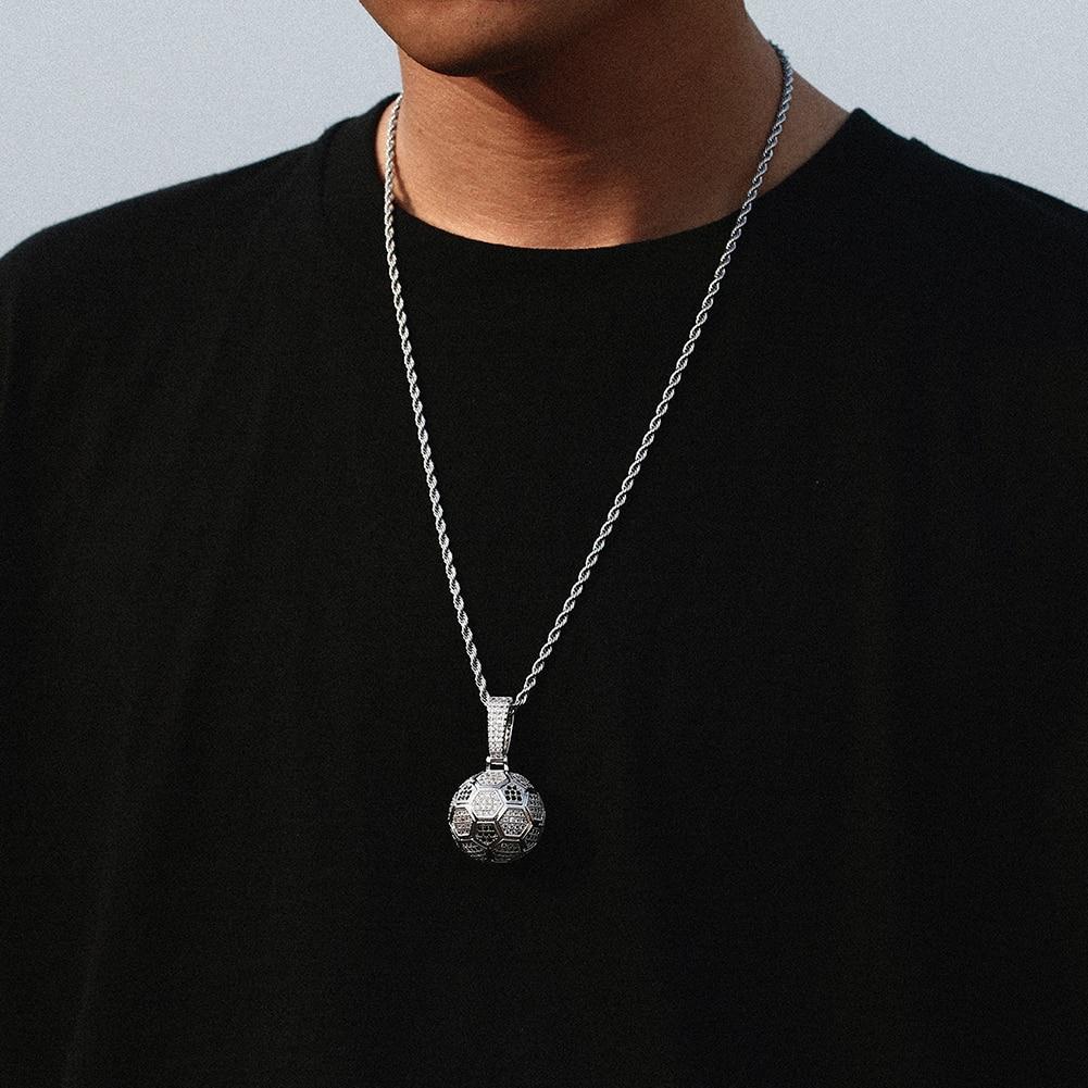 Hollow Football Shape Pendant Necklace- Men's Hip Hop Jewelry