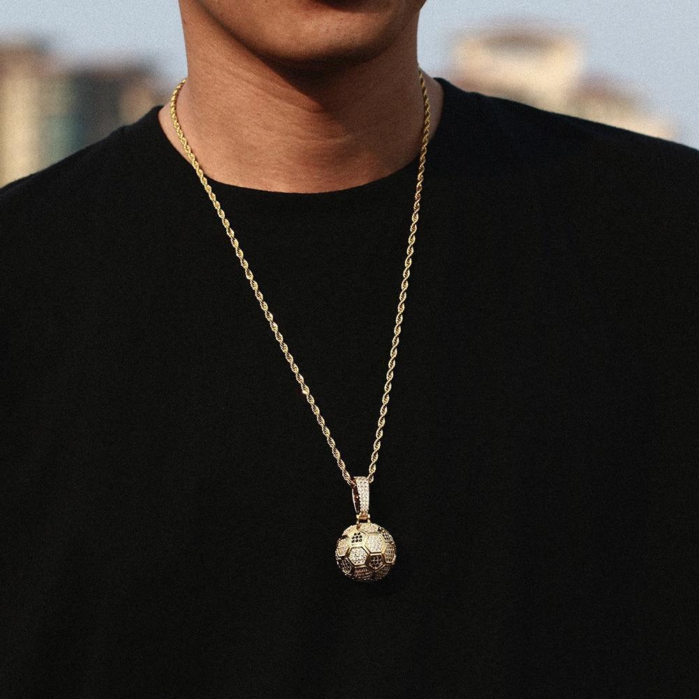 Hollow Football Shape Pendant Necklace- Men's Hip Hop Jewelry