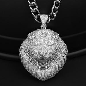 Lion Head Pendant Necklace- Men's Hip Hop Jewelry