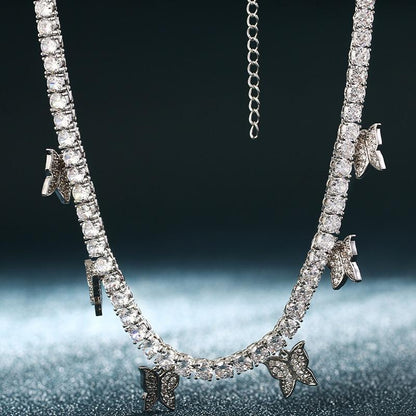 4mm CZ Tennis Chain With Luxury Drip CZ Butterfly