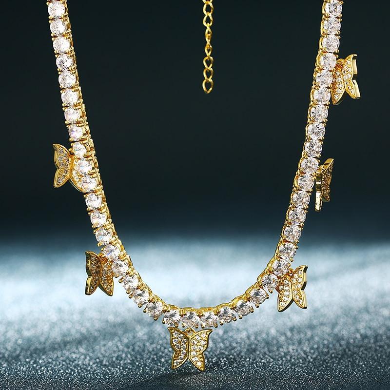 4mm CZ Tennis Chain With Luxury Drip CZ Butterfly