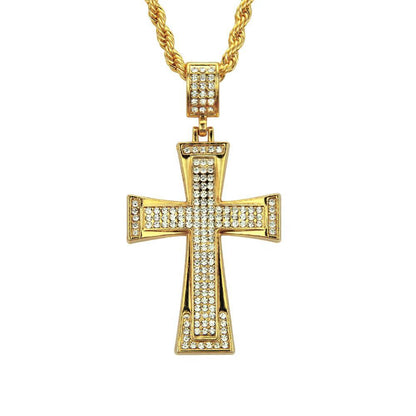 Hip Hop Zircon Cross Pendant Necklace