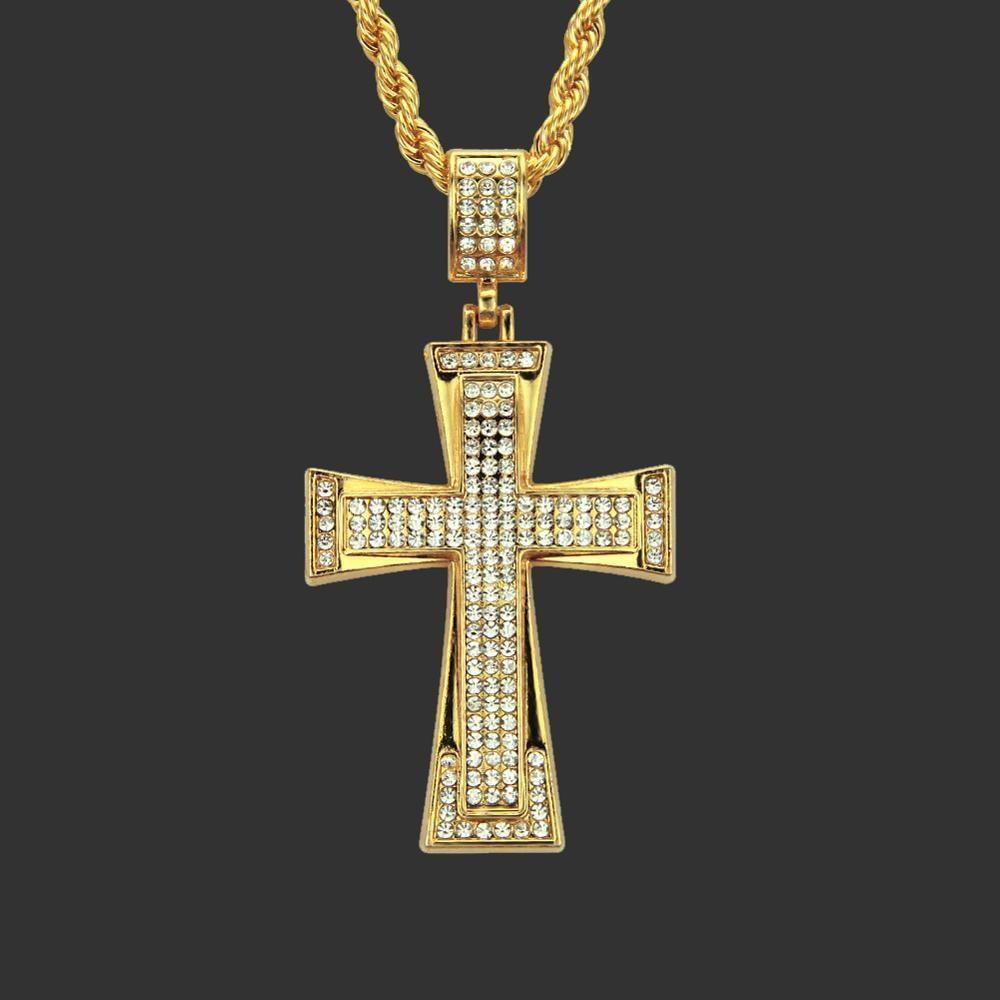 Hip Hop Zircon Cross Pendant Necklace