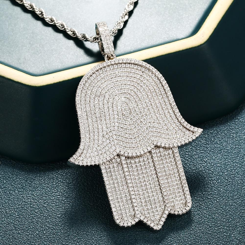 Men's Hip Hop Pendants Necklace- Crystal Zircon Oversize Hand Pendant