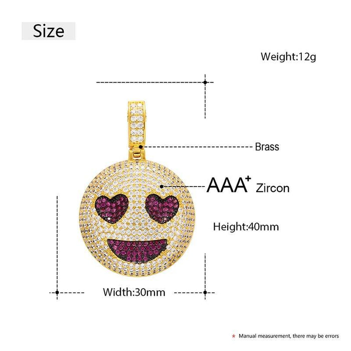Hip Hop Smiley Face Pendant Necklace With Heart Eye