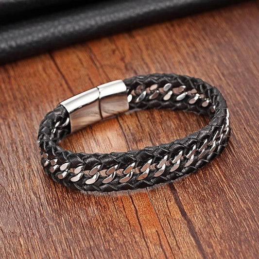 Steel + Leather Bracelet