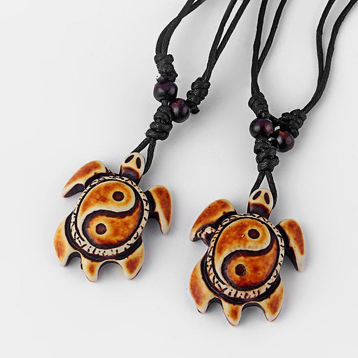 Mixed Styles Ethnic Tribal Faux Yak Bone Sea Turtle Pendants Necklace