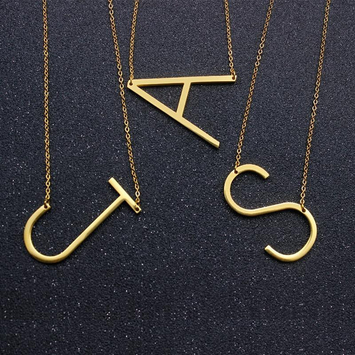 Initial  Gold Color 26 Letter  Necklace