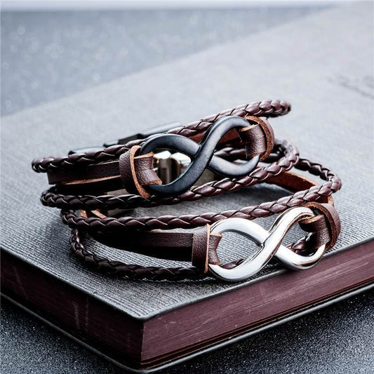 Genuine Leather Infinity Bracelet