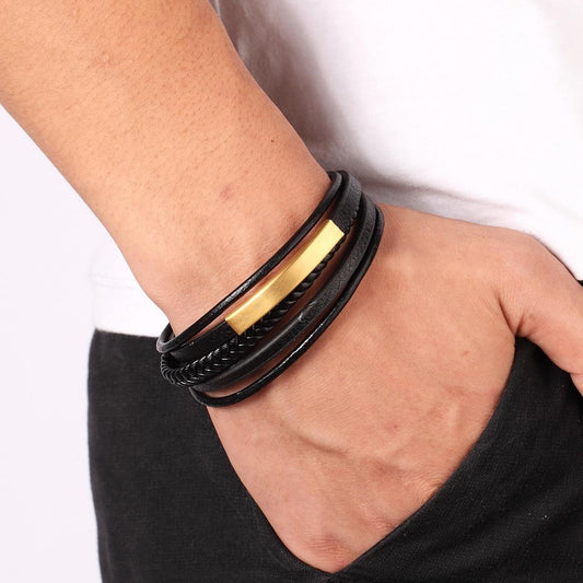 Classic Mixed Layer Leather Bracelet