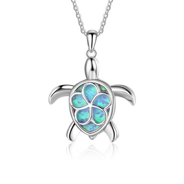 Blue Opal Sea Turtle Necklace