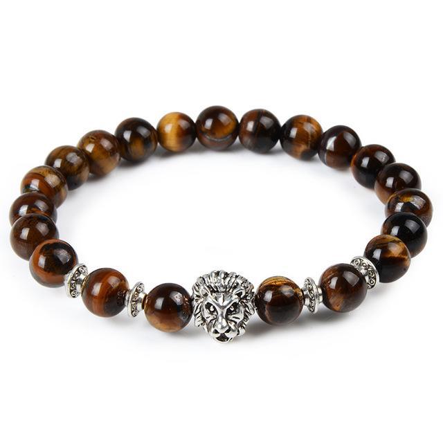 Animal Head Buddha Bead Natural Charm Stone Bracelet