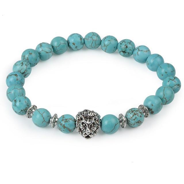 Animal Head Buddha Bead Natural Charm Stone Bracelet