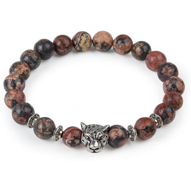 Animal Head Buddha Bead Natural Charm Stone Bracelet