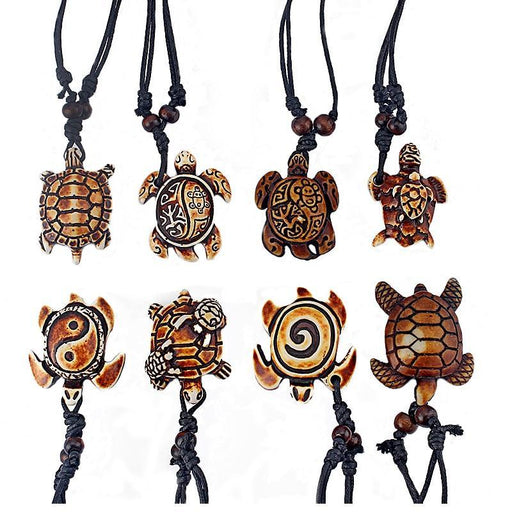 Mixed Styles Ethnic Tribal Faux Yak Bone Sea Turtle Pendants Necklace