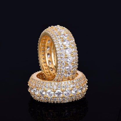 Hip Hop Ring- 5 Row CZ Men's Ring